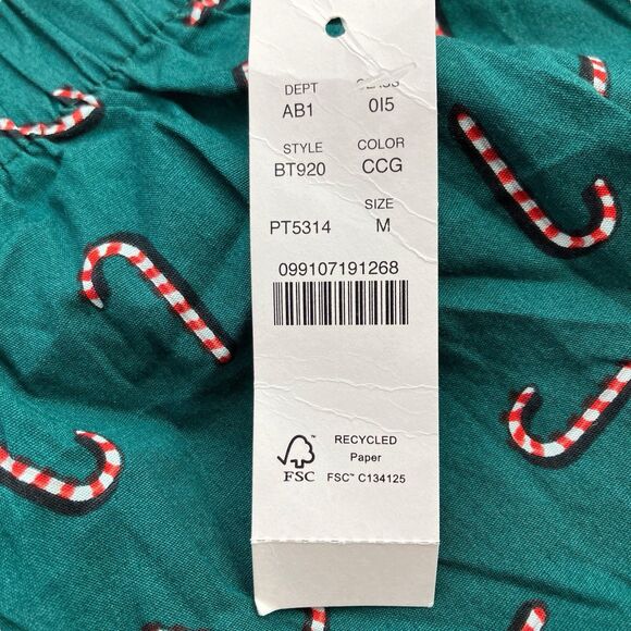 J Crew Boxers Mens M Green Cotton Candy Cane Christmas Holiday Underwear BT920 - Picture 8 of 13